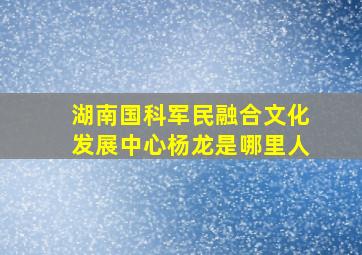 湖南国科军民融合文化发展中心杨龙是哪里人