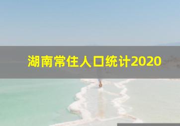 湖南常住人口统计2020