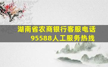 湖南省农商银行客服电话95588人工服务热线