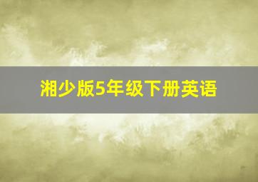 湘少版5年级下册英语