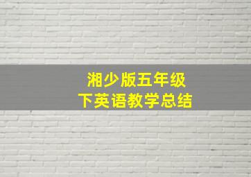 湘少版五年级下英语教学总结