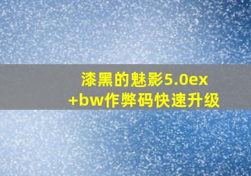 漆黑的魅影5.0ex+bw作弊码快速升级