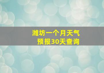 潍坊一个月天气预报30天查询