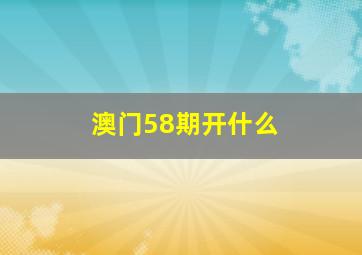 澳门58期开什么