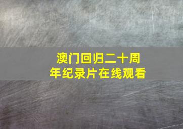 澳门回归二十周年纪录片在线观看