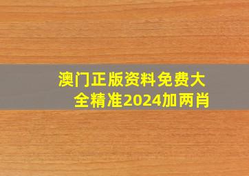 澳门正版资料免费大全精准2024加两肖