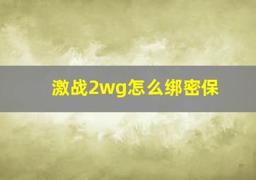 激战2wg怎么绑密保