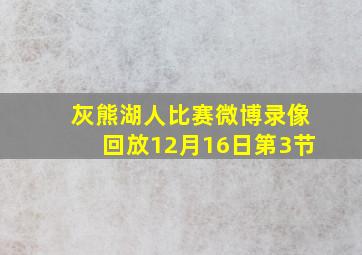 灰熊湖人比赛微博录像回放12月16日第3节