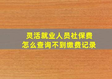 灵活就业人员社保费怎么查询不到缴费记录