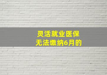 灵活就业医保无法缴纳6月的