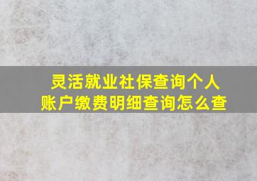 灵活就业社保查询个人账户缴费明细查询怎么查