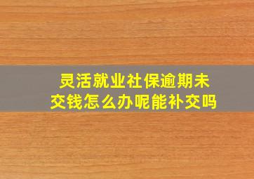 灵活就业社保逾期未交钱怎么办呢能补交吗