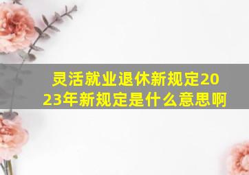 灵活就业退休新规定2023年新规定是什么意思啊