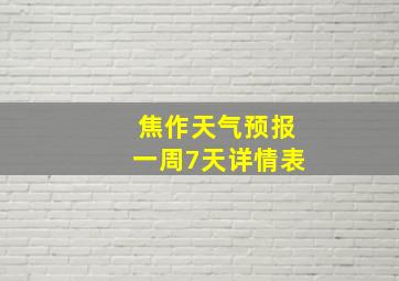 焦作天气预报一周7天详情表