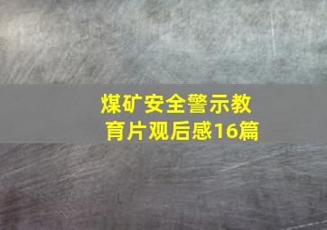 煤矿安全警示教育片观后感16篇