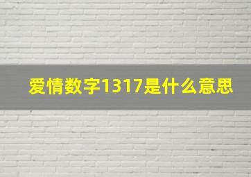 爱情数字1317是什么意思