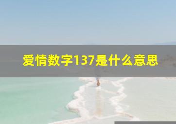 爱情数字137是什么意思