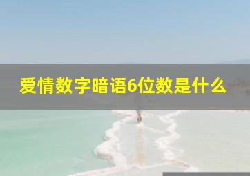 爱情数字暗语6位数是什么