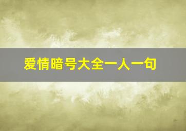 爱情暗号大全一人一句