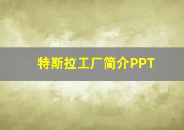 特斯拉工厂简介PPT