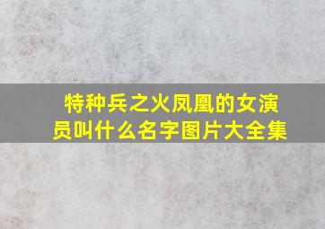 特种兵之火凤凰的女演员叫什么名字图片大全集