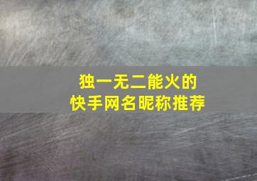 独一无二能火的快手网名昵称推荐