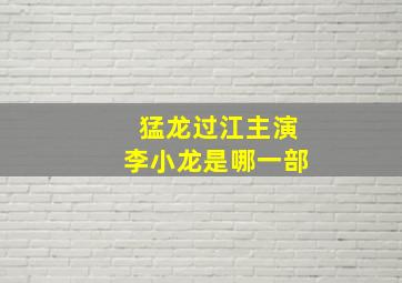 猛龙过江主演李小龙是哪一部