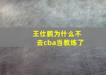 王仕鹏为什么不去cba当教练了