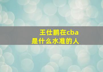 王仕鹏在cba是什么水准的人