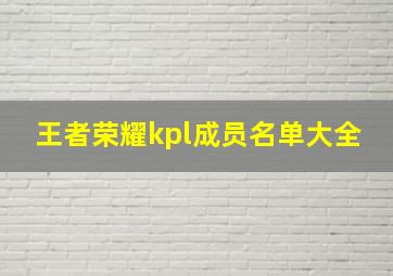 王者荣耀kpl成员名单大全