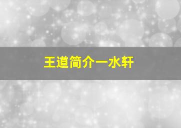 王道简介一水轩