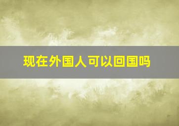 现在外国人可以回国吗