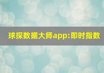 球探数据大师app:即时指数