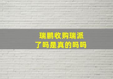 瑞鹏收购瑞派了吗是真的吗吗