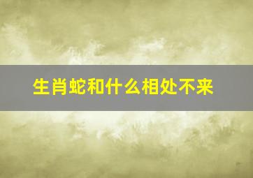 生肖蛇和什么相处不来