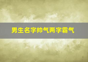 男生名字帅气两字霸气