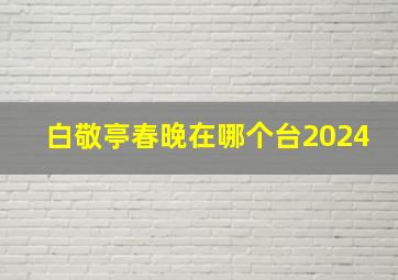 白敬亭春晚在哪个台2024