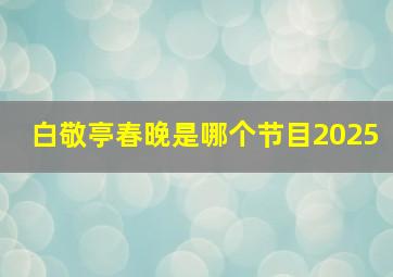 白敬亭春晚是哪个节目2025