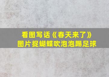 看图写话《春天来了》图片捉蝴蝶吹泡泡踢足球