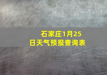 石家庄1月25日天气预报查询表