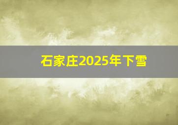 石家庄2025年下雪