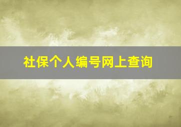 社保个人编号网上查询