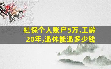 社保个人账户5万,工龄20年,退休能退多少钱