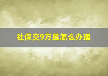 社保交9万是怎么办理