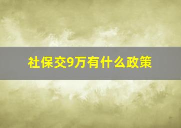 社保交9万有什么政策