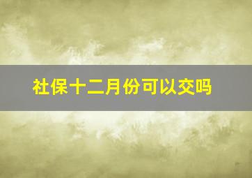 社保十二月份可以交吗