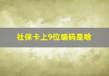 社保卡上9位编码是啥