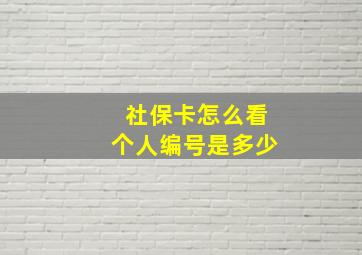 社保卡怎么看个人编号是多少