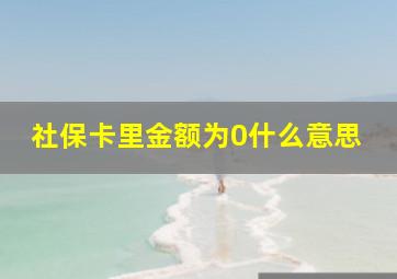 社保卡里金额为0什么意思