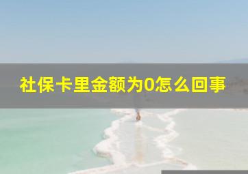 社保卡里金额为0怎么回事